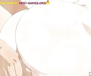 Skinny japanese teengirl gets cum in boobs, hentai game